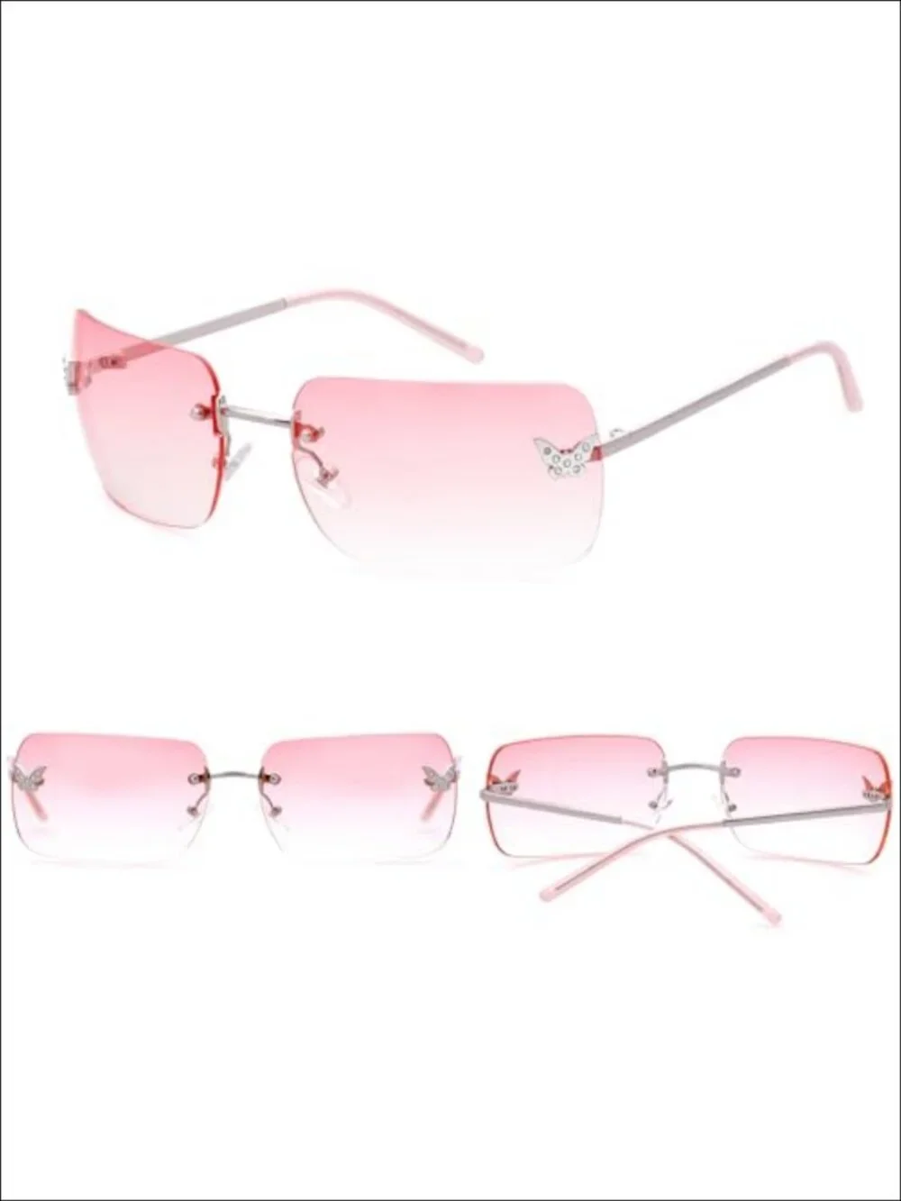 Rimless Rectangle Y2K Sunglasses UV400 Metal Plastic Lightweight